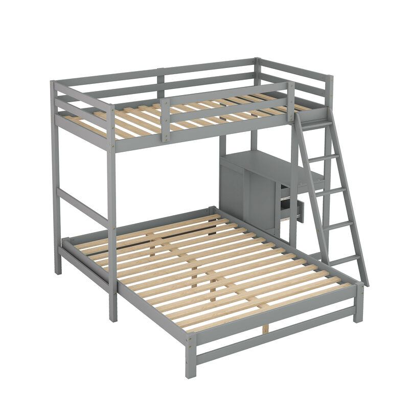 Merax Wood Bunk Bed with Desk and Three Drawers