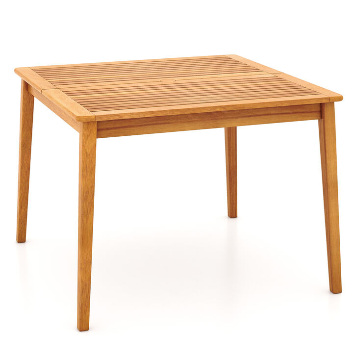Square Bistro Dining Table with Umbrella Hole for Outdoor