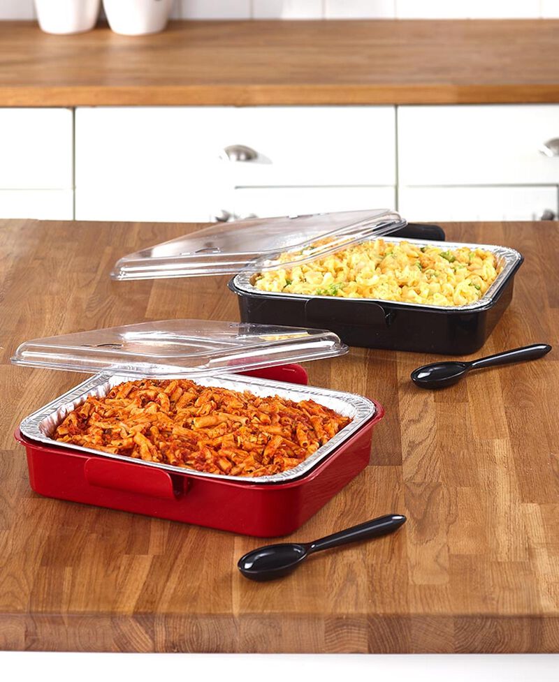 UBER PARTY PANS - 9"X13" TO GO CASSEROLE FOIL PAN CARRIER 2 IN 1 BLACK