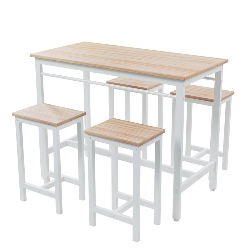 5-Piece Modern Kitchen Table Set with Four Bar Stools Stylish Bar Table Set for Dining and Entertaining