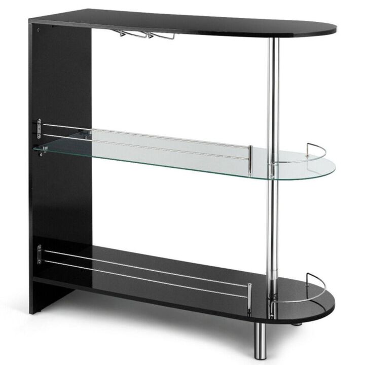 Hivvago 2-holder Bar Table with Tempered Glass Shelf