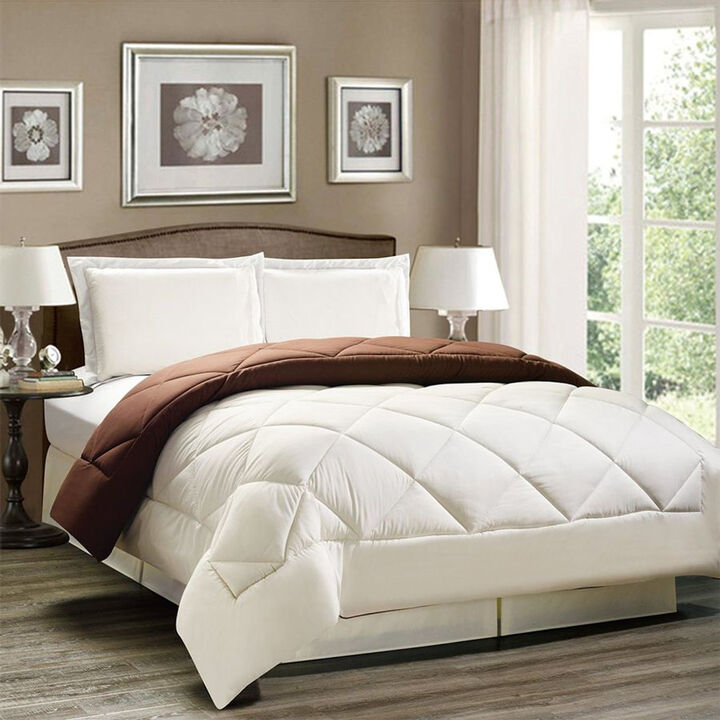 Legacy Decor 3pc Down Alternative, Reversible Comforter Set Red and Black, King Size