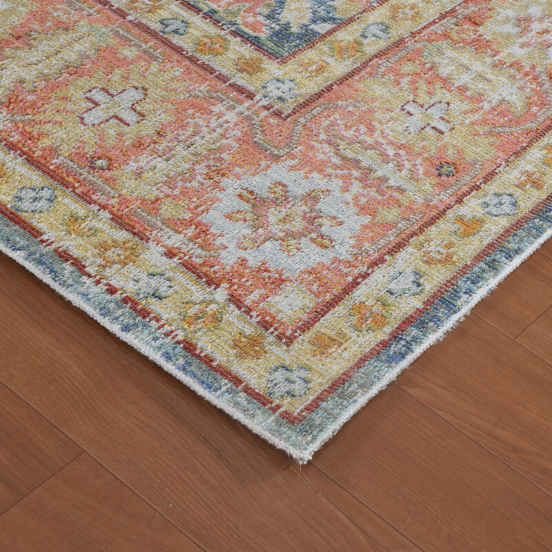 Century Reuda Vintage Blue Polyester Runner Rug