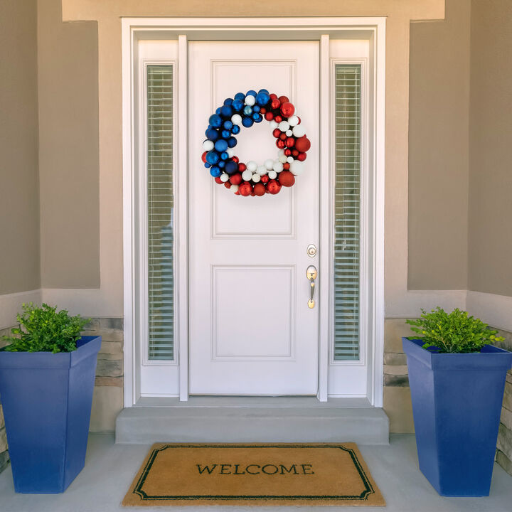 Glittered Patriotic Ornament Wreath - 22" - Red  White and Blue