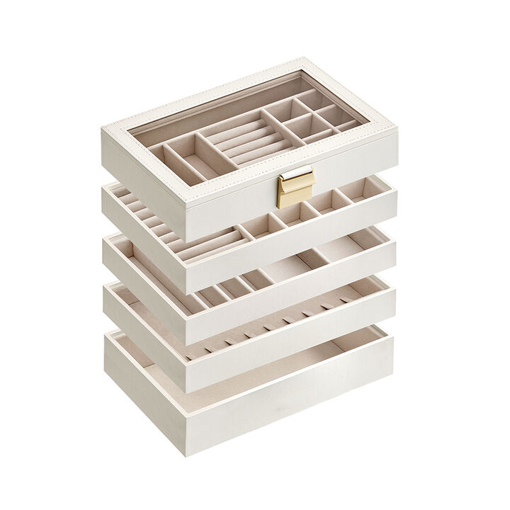5-Tier Stackable Jewelry Trays Cloud White
