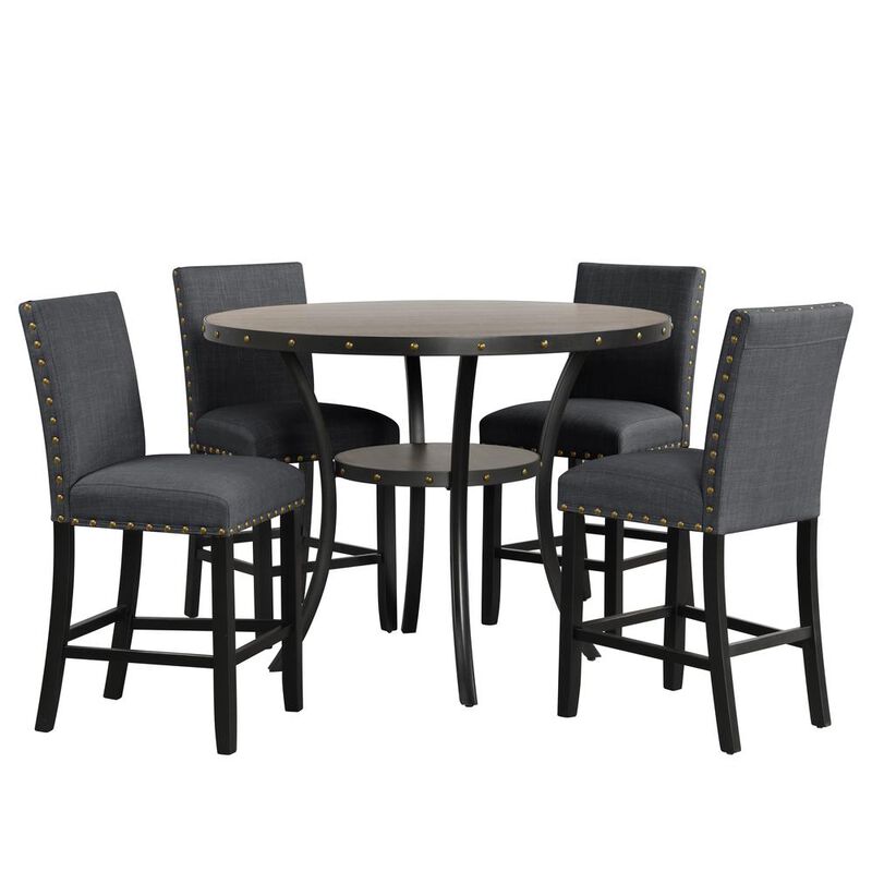 New Classic Furniture Furniture Crispin 48 Round Melamine Wood Counter Table in Gray