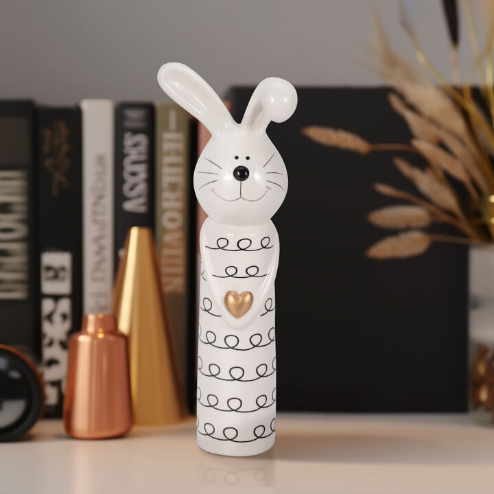 Squiggly Bunny Gold Heart