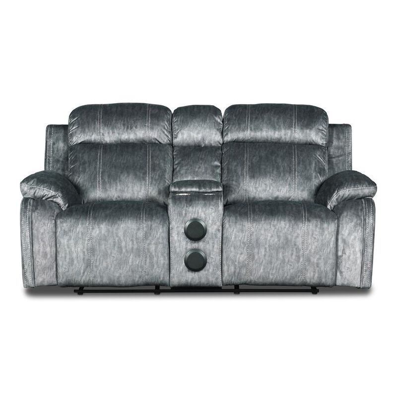 New Classic Furniture Furniture Tango Polyester Console Loveseat  Speaker in Shadow Gray