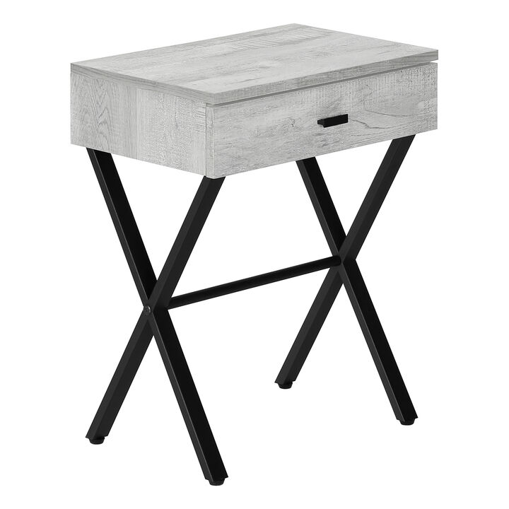 Monarch Specialties I 3451 Accent Table, Side, End, Nightstand, Lamp, Storage Drawer, Living Room, Bedroom, Metal, Laminate, Grey, Black, Contemporary, Modern