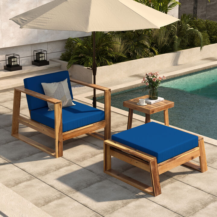 Merax Acacia Wood Outdoor Lounge Chair Seating Set
