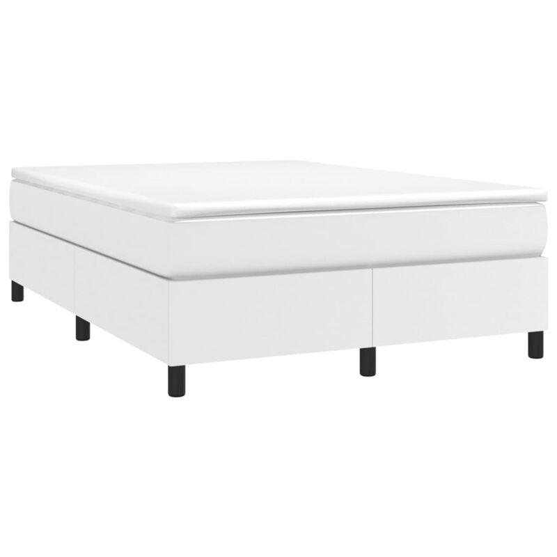vidaXL Queen Box Spring Bed Frame - Comfortable Rest in Luxurious White Faux Leather - Durable Plywood & Engineered Wood Construction