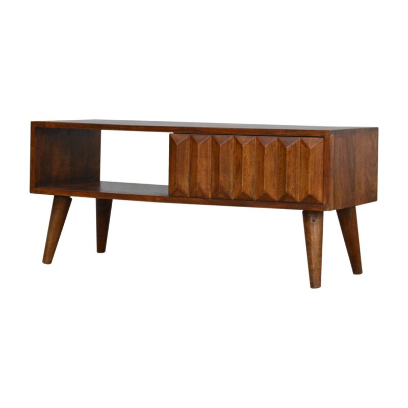 Solid Wood Chestnut Prism Sliding Door Media Unit