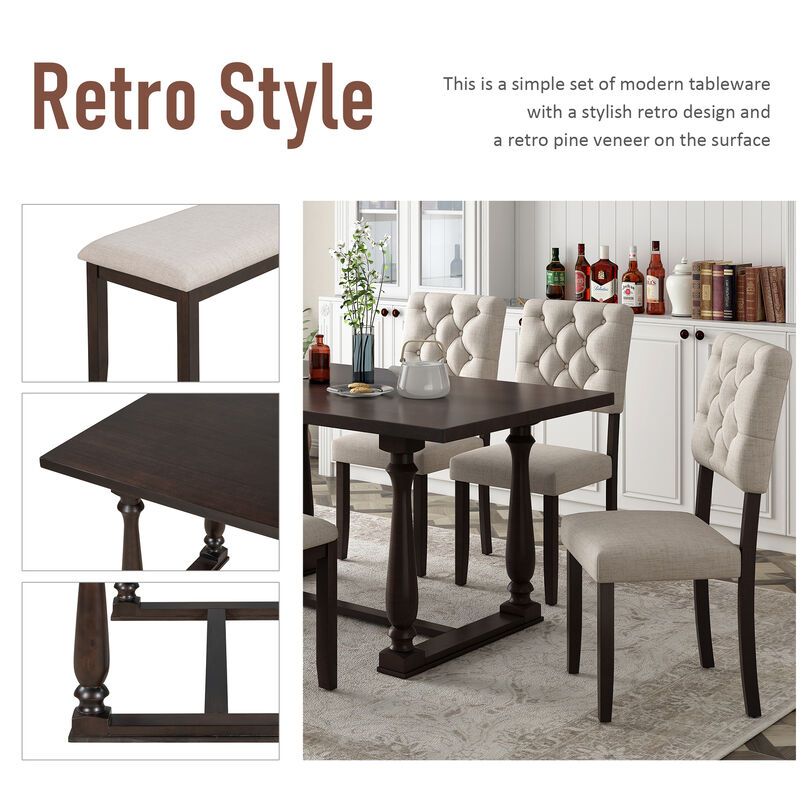 Merax 6-Piece Dining Table and Chair Set