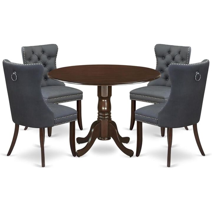 5 Piece Dining Set Consists of a Round Kitchen Table with Dropleaf