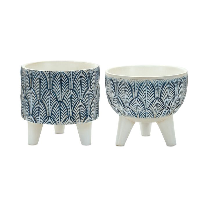 Geometric Leaf Planter with Legs for Stylish Indoor Plant Display (Set of 2)