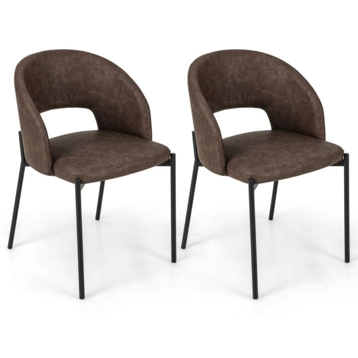 Hivvago Dining Chair Set of 2 with High-density Sponge Cushion and PU Leather