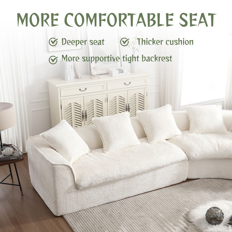 Merax 3-Seater Boucle Sofa with 5 Pillows