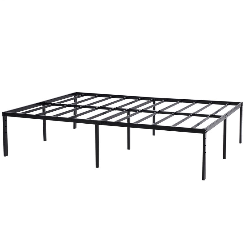Tall Iron Bed Frame, Minimalist Metal Platform with Strong Support