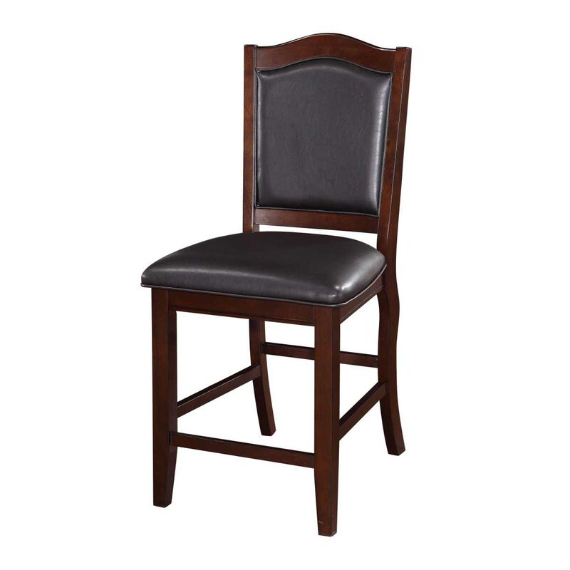 Set of 2 Counter Height Chairs in Dark Brown Wood Finish