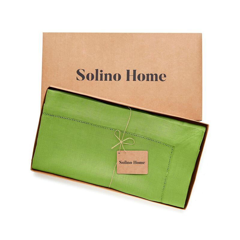 Solino Home 100% Pure Linen Tablecloth | Classic Hemstitch for Valentines