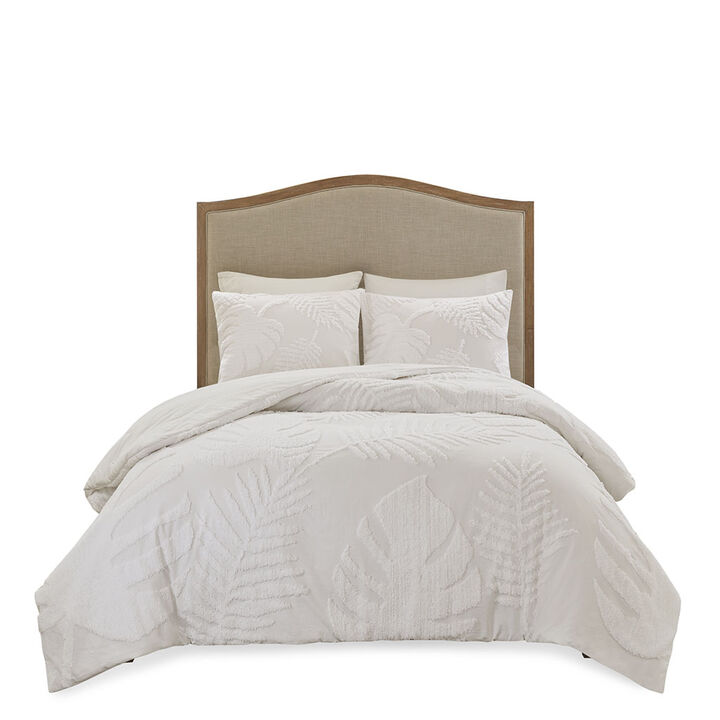 Gracie Mills Domenic 3-Piece Palm Chenille Duvet Cover Set