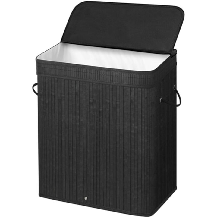 26-Gallon Wicker Wood Laundry Hamper with Removable Cotton Liner Bag