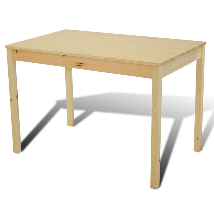 5 Piece Dining Table Set with 4 Side Chairs, Natural Brown Pine Wood - Benzara