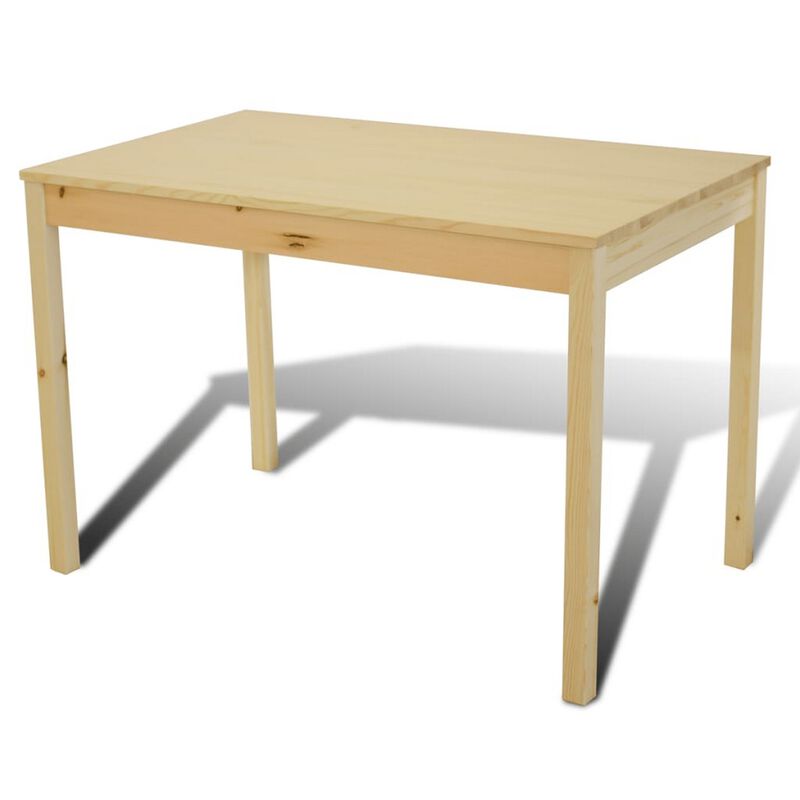 5 Piece Dining Table Set with 4 Side Chairs, Natural Brown Pine Wood - Benzara
