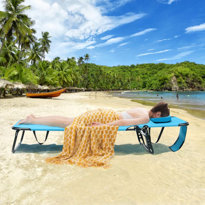 Hivvago Beach Chaise Lounge Chair with Face Hole and Removable Pillow