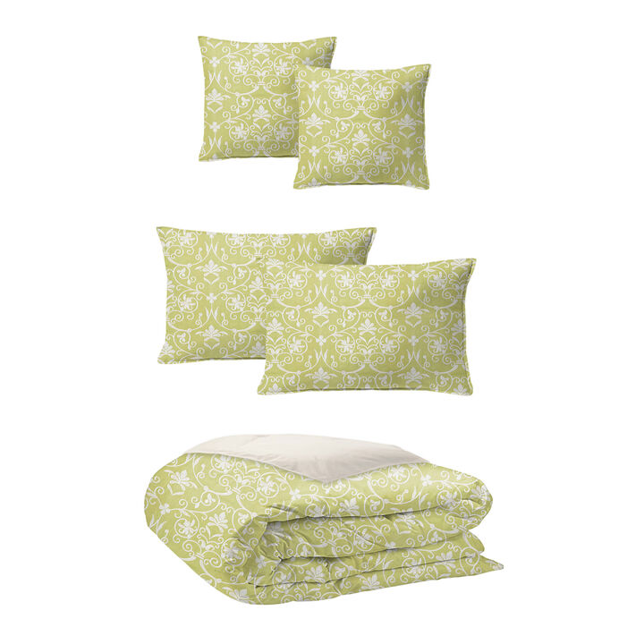 6ix Tailors Fine Linens Embroidery Lace Sulphur Yellow Duvet Cover Set