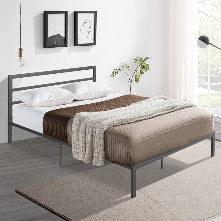 Streamdale Queen Size Metal Bed Frame With Headboard Charcoal