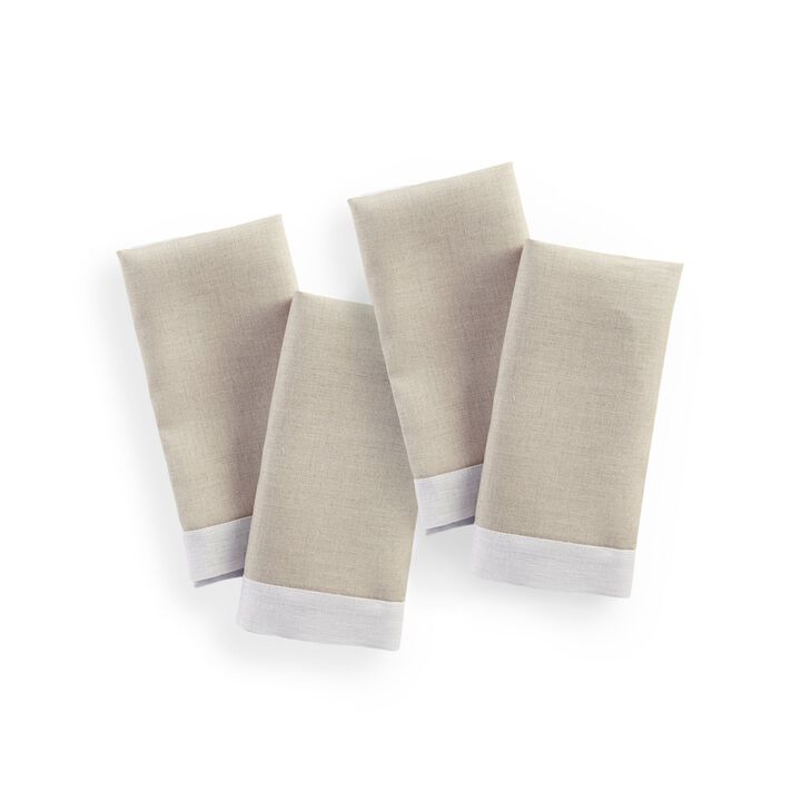 Solino Home 100% Pure Linen Cloth Napkins 20 x 20 Inch Set of 4 | Festive Edge Dinner Napkins