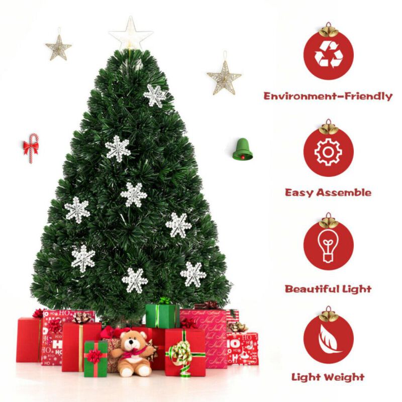 Hivvago 3/4/5/6 Feet LED Optic Artificial Christmas Tree with Snowflakes