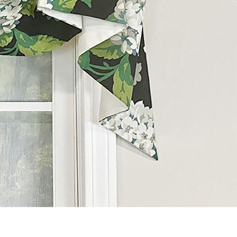RLF Home Hydrangea Empire Valance Navy 3-Scoop. 64"W x 25"L For windows up to 60"W