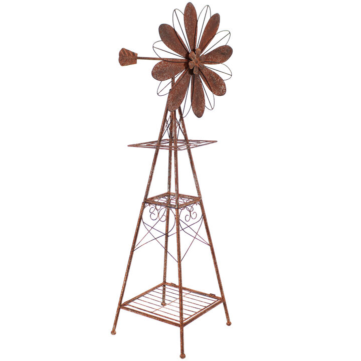 Sunnydaze Rustic Windmill Indoor/Outdoor Metal Garden Statue - 51 in