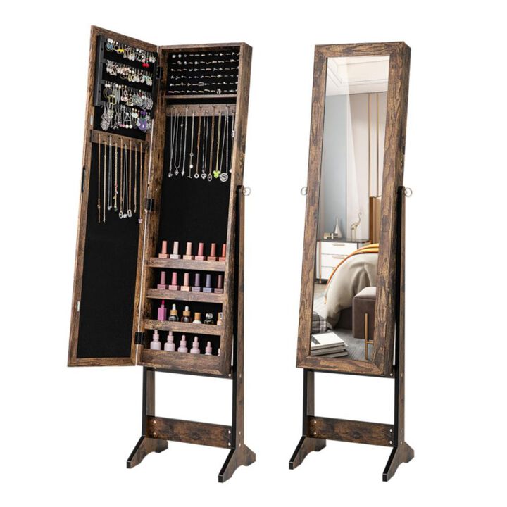 Hivvago Mirrored Standing Jewelry Cabinet Storage Box
