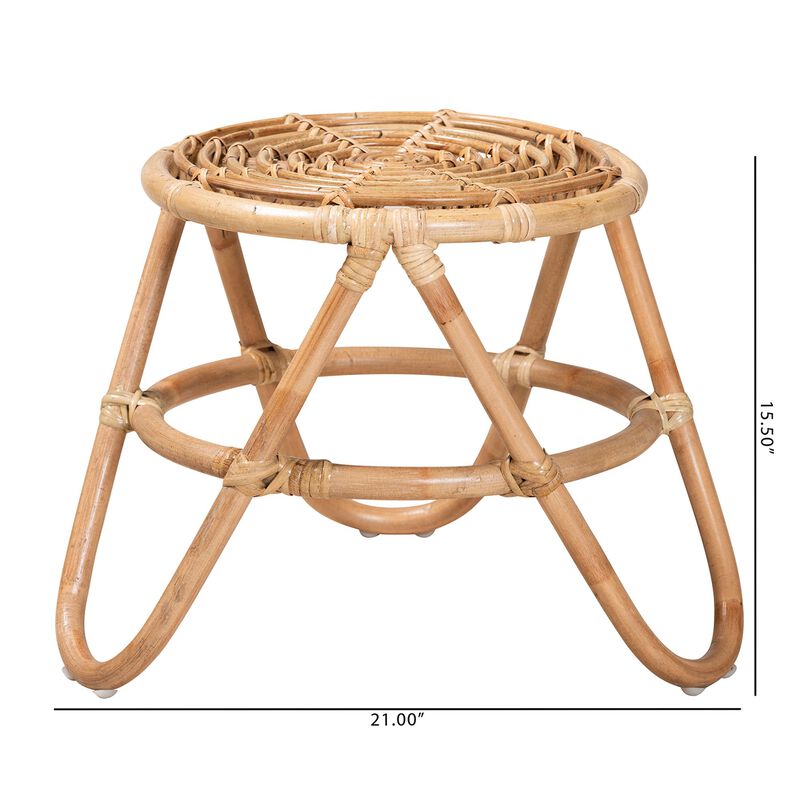 Baxton Studio Jacinda Modern Bohemian Natural Brown Rattan End Table