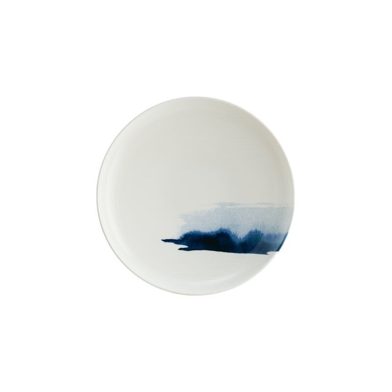 Blue Wave dia.10.75" h:2.25" Round Decorated Porcelain Deep Plate