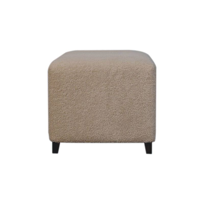 Artisan Furniture Solid Wood Bliss Cream Bouclé Ottoman