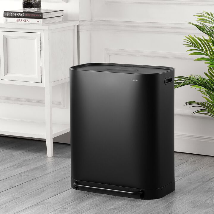 Beni Kitchen Trash/Recycling Double-Bucket Step-Open Trash Can with Liners