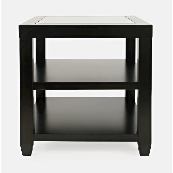 Jofran Urban Icon Contemporary Glass Inlay End Table with Storage