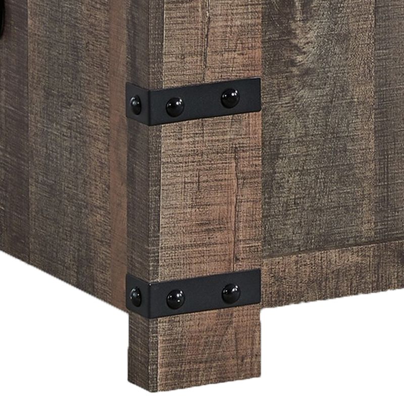 Classic 47 Inch Coffee Table, Lift Top Concealed Storage, Rustic Brown Wood-Benzara