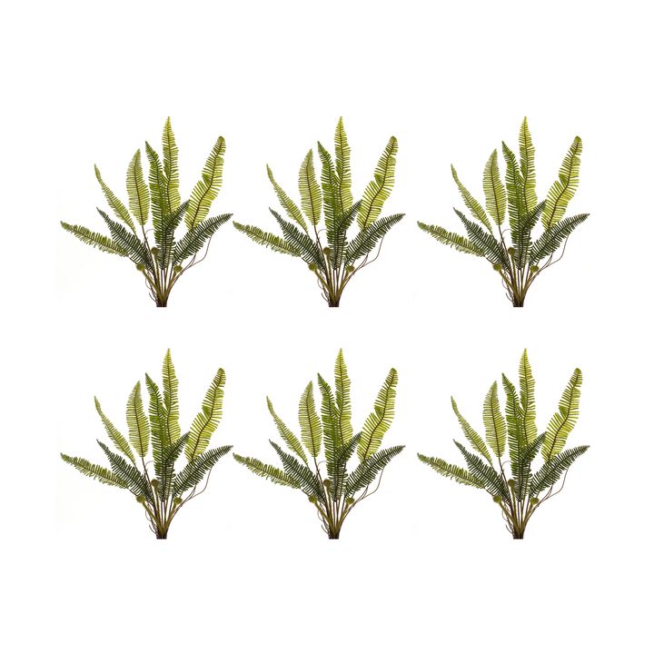 Variegated Fern Foliage Bush for Lush Home Décor and Floral Arrangements (Set of 6)