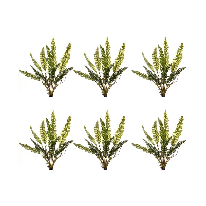 Variegated Fern Foliage Bush for Lush Home Décor and Floral Arrangements (Set of 6)