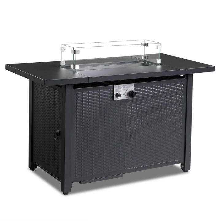 Fire Table,50000 BTU Gas Fire pit with Volcanic Stone
