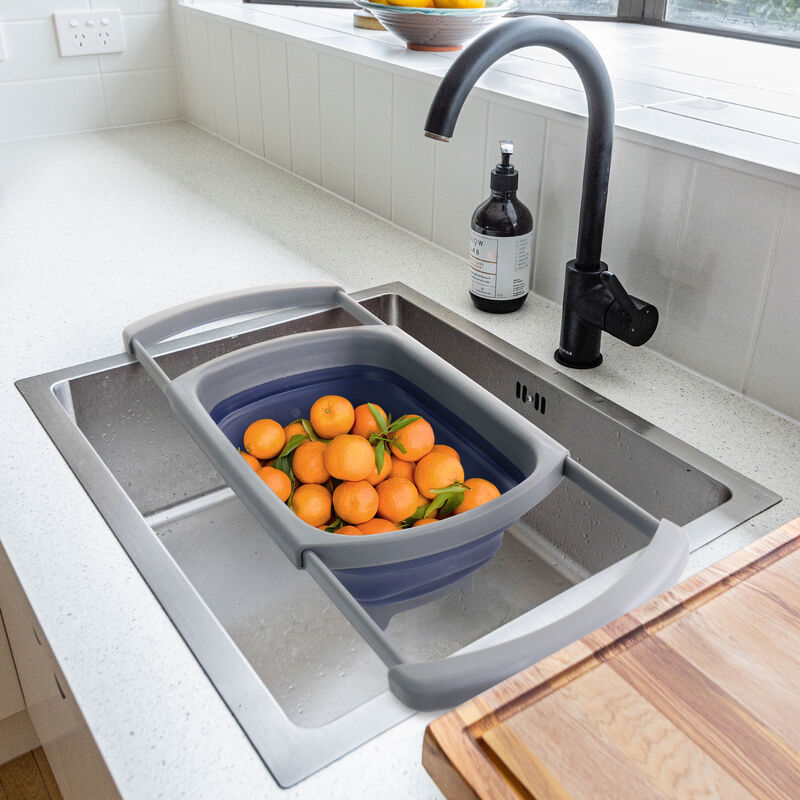 Oster Bluemarine 4 Quart Over the Sink Collapsible Silicone Strainer in Blue