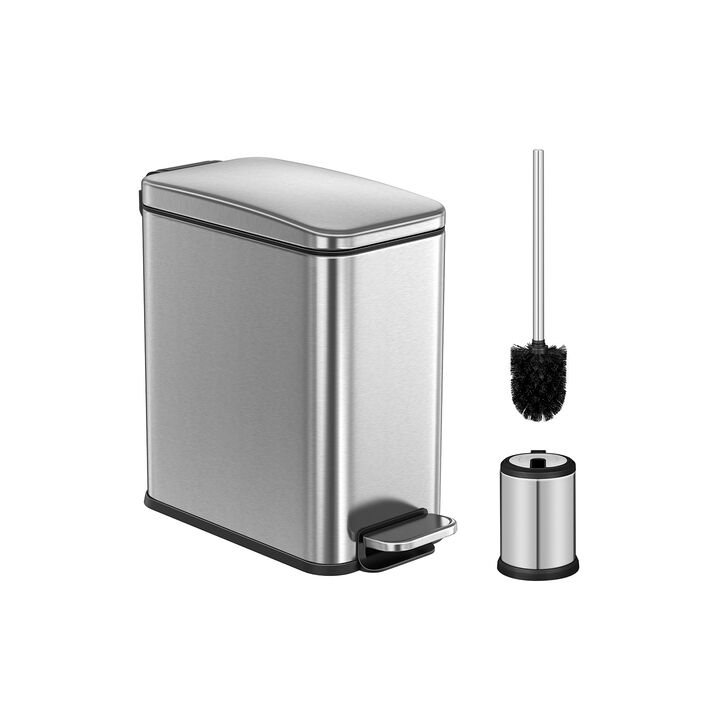Bathroom Trash Can and Toilet Brush Set