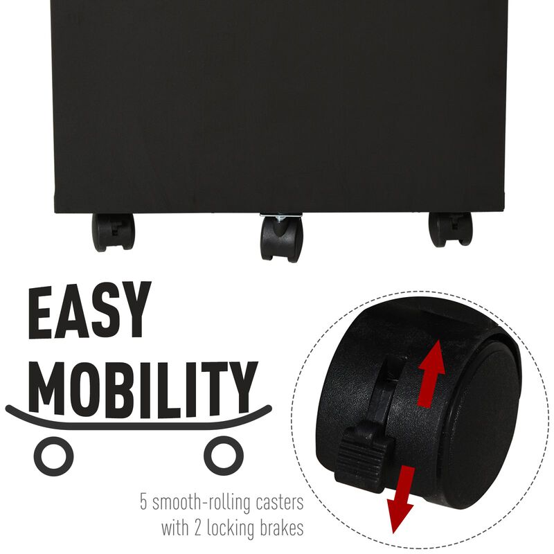 Black Office Assistant: 3-Drawer Mobile File Cabinet/Printer Stand