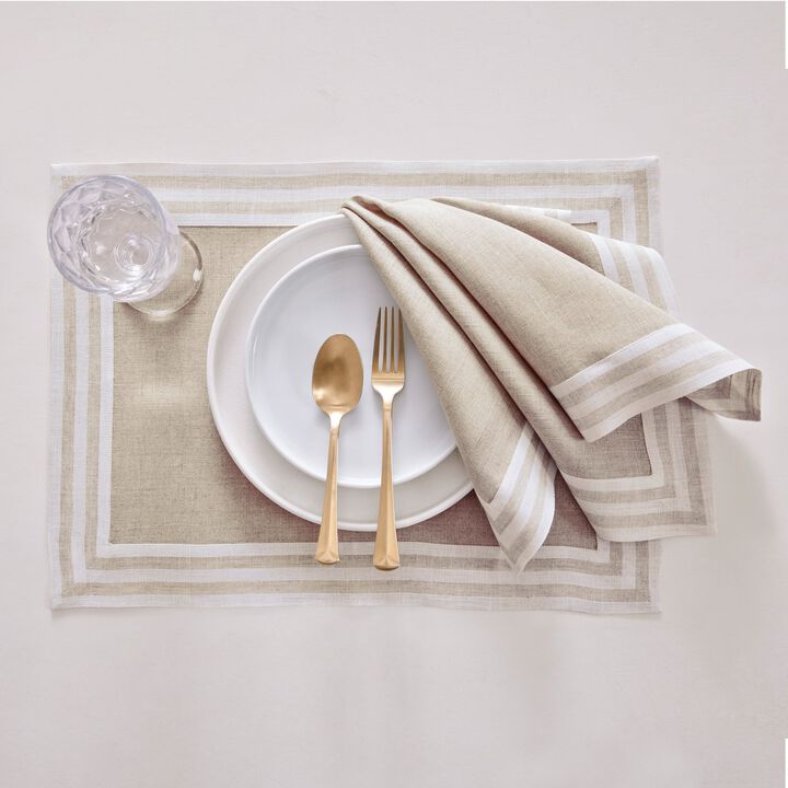 Solino Home 100% Pure Linen Placemats 14 x 19 Inch Set of 4 |Mila