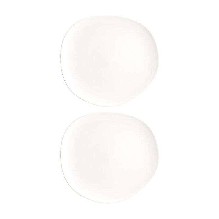 Vago 11.5" x 10.5" Organic Warm White Porcelain Plate (Set of 2)